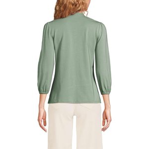 FOXA Women's Lightweight Jersey Button Pintuck <b>Top</b> Casual Everyday Wear Breathable Knitted Fabric - Product Image 2