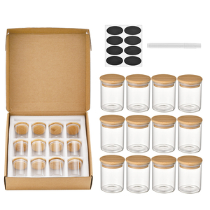 Juego <span class=keywords><strong>de</strong></span> 12 Frascos <span class=keywords><strong>de</strong></span> Vidrio <span class=keywords><strong>de</strong></span> Borosilicato Herméticos para Especias, <span class=keywords><strong>con</strong></span> Tapas <span class=keywords><strong>de</strong></span> Bambú y Etiquetas Minimalistas, para Almacenamiento <span class=keywords><strong>de</strong></span> Alimentos en la Despensa, Venta al por Mayor - Product Image 1