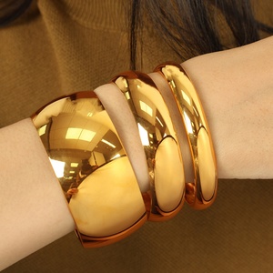 Waterproof Women's Jewelry Stainless Steel Metal Texture <b>Couple</b> <b>Bracelet</b> Large Glazed Exaggerated Fashion Bangle - Product Image 4