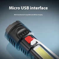 Lampe torche LED rechargeable multifonctionnelle ultra-lumineuse pour extérieur, charge USB, lumière latérale COB en ABS, détection de lumière puissante, IP65