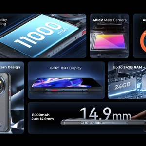 สมาร์ทโฟน 4G รุ่นทนทาน 6+256GB แบตเตอรี่ 11000mAh ระบบปฏิบัติการ Android 14 รองรับ NFC ปลดล็อคทั่วโลก กล้องหลัก 48MP หน้าจอ 6.56 นิ้ว กันกระแทก กันน้ำ - Product Image 4