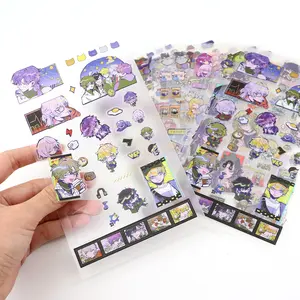 Zelfklevende Matte Waterdichte Vinyl Cartoon Anime Stickers Clear Back Pvc Kiss Cut Sticker Vel