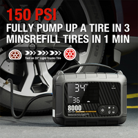 Démarreur de batterie de voiture PRO 16000mAh 3400A avec compresseur d'air 150PSI pour gonflage des pneus, multifonctionnel 6 en 1