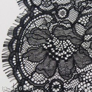 بسعر المصنع الصناعي جودة عالية 21 من قماش الدانتيل الأسود الغالون الفرنسي الواسع رموش شانتيلي نايلون قماش دانتيل - Product Image 3