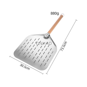 Pala per <span class=keywords><strong>Pizza</strong></span> YINHAO con Logo Inciso, Manico Lungo Staccabile in Acciaio Inox 430, Utensile Perforato per Trasferimento in Forno e Rotazione Torte - Product Image 2