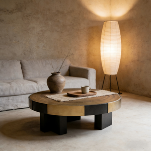 Tavolino da Caffè Rotondo Moderno Retrò di Lusso con Piano in Ottone, Arredamento Decorativo di Alta Gamma per Soggiorno - Product Image 2