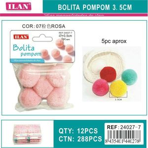 Il Pink <b>Wool</b> Pompom 3.5 Cm <b>Craft</b> Decor For Diy Projects - Product Image 1