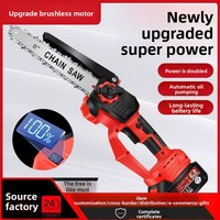 Gergaji Mesin Lithium-ion Tanpa Kabel Isi Ulang dengan Motor Brushless, Batang Pemandu 8-Inci, Untuk Penggunaan di Rumah, Mini Portabel