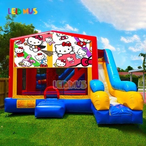 पेस्टल हैलो बाउंस हाउस किटी इन्फ्लेटेबल कॉम्बो जंप कैसल स्लाइड के साथ बिक्री के लिए हैलो बाउंस हाउस किटी - Product Image 4