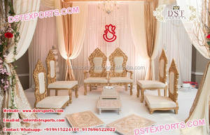 Sillas Mandap DE BODA doradas de nuevo diseño, sillas Vidhi de madera para boda, juego de sillas Vidhi de boda de diseño King exclusivo de París Reino Unido - Product Image 5