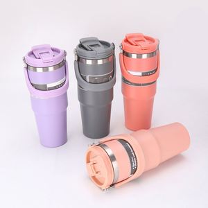 Wholesale 30Oz <b>Large</b> Capacity Stainless Steel Car Ice Bucket Giant Vacuum Thermos Travel Car Tumbler <b>Cup</b> Mug With Handle Straw - Product Image 4