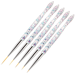 Lot de 5 pinceaux à ongles avec manche en plastique et bois, pinceau liner et stylo à points, fournitures de peinture pour nail art acrylique, outil de manucure professionnel - Product Image 6