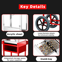 Nouvelle machine à pop-corn électrique professionnelle sur chariot à roues, haute productivité pour événements, fêtes de rue, cinéma (220V/110V)