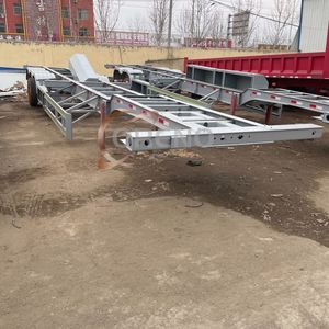 Semi-<span class=keywords><strong>remorque</strong></span> à squelette en acier de 40 pieds et 45 pieds, 3 <span class=keywords><strong>essieux</strong></span>, charge utile maximale de 50 tonnes, système de freinage à double ligne, camion porte-conteneurs, meilleur design - Product Image 5