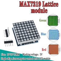 Modul Matriks Titik LED WAVGAT MAX7219 8x8 dengan Driver Mikrokontroler Pemasangan Melalui Lubang Warna Merah/Biru/Hijau