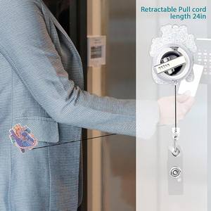 En gros, Porte-badge rétractable en acrylique pailleté en forme de cœur et porte-carte d'identité pour infirmières et médecins, pour le travail - Product Image 6