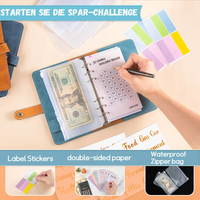 Carnet de Défis d'Économie d'Argent avec Enveloppes, Classeur Budgétaire Anti-Déchirure Bleu A6 pour la Réalisation des Objectifs Financiers