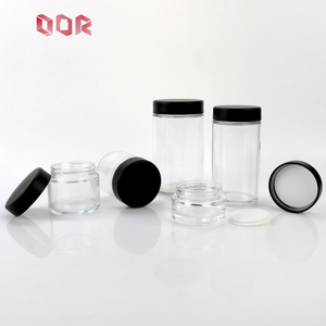 High End Empty Glass Storage Jars With Black Screw Cover 1oz 2oz 3oz 4oz 5oz 6oz Clear Round Glass Pot Factory Custom Logo - Product Image 3