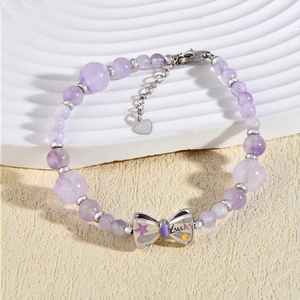 จี้รูปโบว์สีเงิน925แฟชั่นเสน่ห์แบบอิตาลีเครื่องประดับน่ารักเครื่องประดับคริสตัลหยกสีม่วงธรรมชาติสร้อยข้อมือลูกปัดสำหรับผู้หญิง - Product Image 1