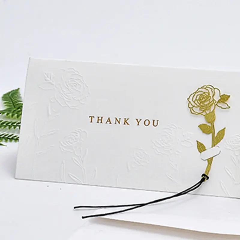 Creative greeting card hot sale embossed gold foil rose birthday thank you card message blessing card fold mother teacher's day