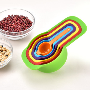 Colorful Measuring Cups And Spoons Set 6 Piece Plastic Eco Friendly Kitchen Tool For Baking And Cooking - Product Image 1