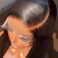 Pelucas de Cabello Humano Liso Natural Pre-Arrancado con Línea de Cabello de Bebé, Frontal de Encaje HD 13x6, Pelucas Frontales de Encaje 13x4 Sin Pegamento