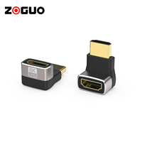 Adaptador HDMI de carcasa de Metal 8K 2,1, ángulo recto hacia abajo, adaptador de 90 grados, compatible con conector de enchufe dinámico HDR
