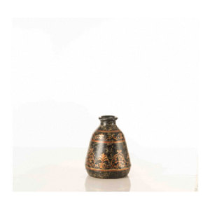 Elegant Dark Stone Floral <b>Vase</b> with Golden Patterns Luxury Traditional <b>Ceramic</b> Table Home Decor Accents - Product Image 3