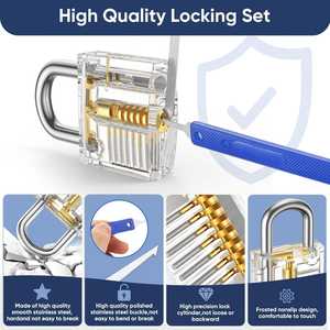 高品質プロ仕様ロックピックセット SUS304素材 防錆 指紋認証南京錠付き 鍵屋用品 - Product Image 6