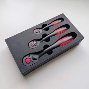 Juego de Llaves de Trinquete de 3 Piezas, 72 Dientes, Mango Curvo, Recubrimiento Plástico, Herramientas de Reparación Automotriz, Operación Manual, Estándar Imperial - Product Image 3