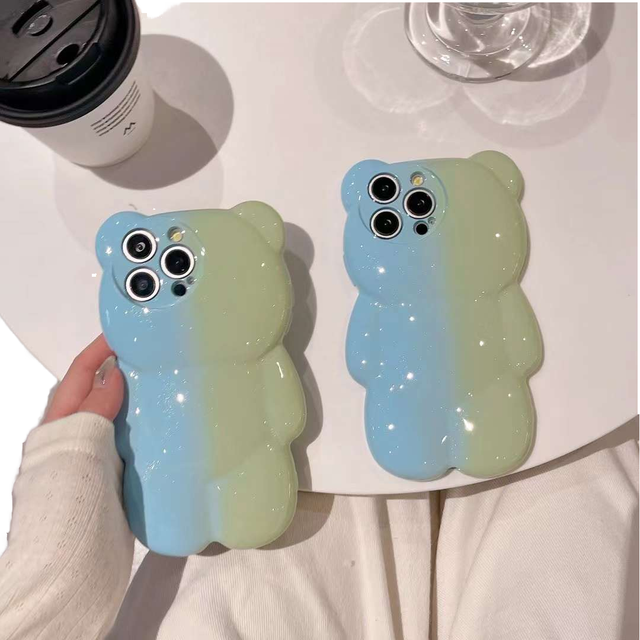 Three-dimensional Shockproof Cute Bear Design Mobile Phone Case for 16 15 14 13 12 Pro Max with Camera Protector TPU