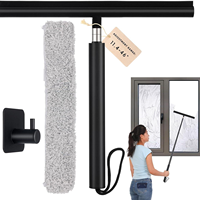 ONEQUAN Nettoyeur à raclette télescopique polyvalent pour sols, vitres, tables, douches et fenêtres en silicone