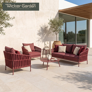 Ensemble <span class=keywords><strong>de</strong></span> <span class=keywords><strong>salon</strong></span> <span class=keywords><strong>de</strong></span> <span class=keywords><strong>jardin</strong></span> moderne en rotin tressé avec structure en alliage d'aluminium - Meubles <span class=keywords><strong>de</strong></span> <span class=keywords><strong>jardin</strong></span> résistants aux UV pour balcons et salons - Product Image 1