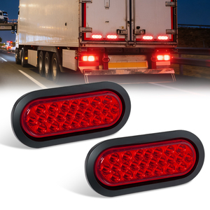 Feu arrière ovale à LED rouge 24 LED de <span class=keywords><strong>6</strong></span>,3 pouces avec lentille rouge, feux de positionnement/anti-brouillard/clignotants pour camions, semi-remorques, 12V, étanche IP67 - Product Image 1