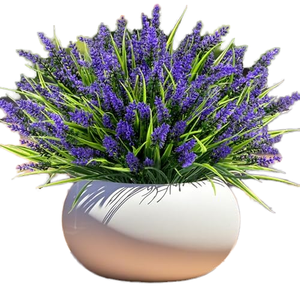 Gran oferta de plantas artificiales resistentes a los rayos UV para exteriores, <span class=keywords><strong>flores</strong></span> de lavanda de imitación, <span class=keywords><strong>mono</strong></span>, hierba, porche, ventana, Patio, maceta colgante - Product Image 1