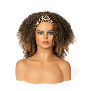 Peluca Afro rizada para mujer, turbante, bufanda, peluca, rizos naturales, pelo sintético, disfraz diario para fiesta de Navidad, venta al por mayor