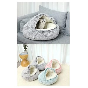 Cama Redonda de Felpa Larga de Alta Calidad para Mascotas, Cálida para Invierno, Semi-Cerrada, Nido para Dormir para Gatos, Casa Moderna de Lujo para Mascotas - Product Image 6