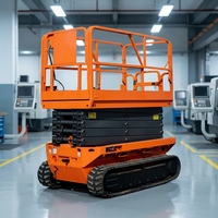Plateforme de travail élévatrice mobile hydraulique à ciseaux sur chenilles tout-terrain