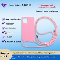 Coques de téléphone portables simples, couleur bonbon, épaisses, respectueuses de la peau, anti-chute, avec cordon de protection intégré
