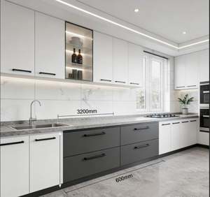 Gabinetes de Cocina de Color Personalizado BALOM, MDF de Alto Brillo con Base para Fregadero y Puertas de Cierre Suave para Casa o Villa - Product Image 3