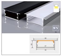 Profilé en aluminium pour bande LED W50*H20mm avec couvercle opale, embouts et accessoires, cadre de canal LED noir