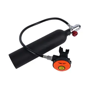 1 L scuba air tank with harness and respirator