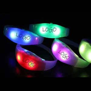 NX Factory Wholesale Customized Logo Led Light Wristbands Wedding Gift Sound Activated Led Wristbands For Concert