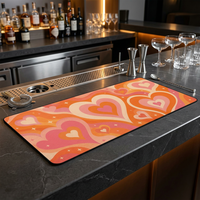 Tapis de table imprimé rétro années 70 en forme de cœur, antidérapant, imperméable, résistant à la chaleur, pour la maison, coin café