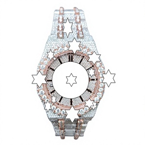 Automatic Luxury Sport Stainless Steel <b>Watch</b> Crystal Dial Fully Moissanite Bracelet Hip Hop Style Mechanical Movement 41mm Dial - Product Image 1