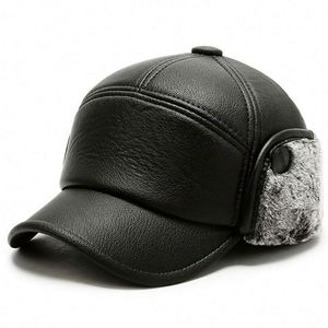 Gorras de béisbol de lona para otoño e invierno, cálidas y gruesas, para deportes al aire libre, para hombres de mediana edad y mayores, con gran protección y visera tipo pico de pato. - Product Image 1