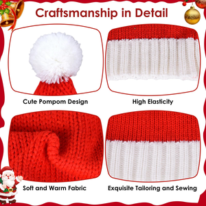 Gorro de punto de poliéster rojo para Navidad, cálido, cortavientos, para fiestas, transfronterizo, para padres e hijos, adultos y niños - Product Image 4
