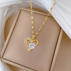 Moda oro Non appannato <span class=keywords><strong>ti</strong></span> <span class=keywords><strong>amo</strong></span> per sempre collana con ciondolo a cuore per le donne all'ingrosso - Product Image 6