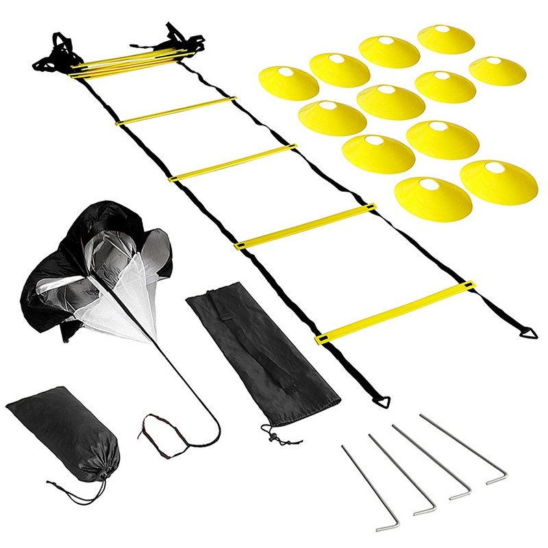 Speed Agility Training Kit Agility Ladder Football Ladder with 12-Rung with 12 Cones 4 Stakes Football Training Equipment