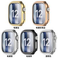 Boîtier de montre PC creux à une rangée de diamants pour Apple Watch S12 43mm 47mm, coque de protection antichoc, accessoire pour montre connectée
